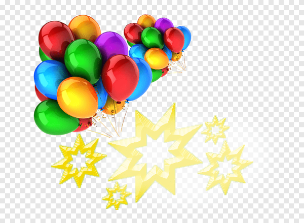Шарики и звездочки на прозрачном фоне