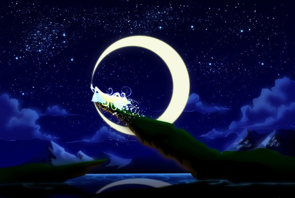 Луна и звезды арт