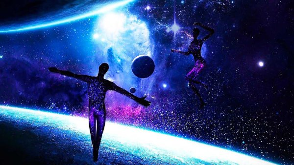 Девочка на фоне звездного неба