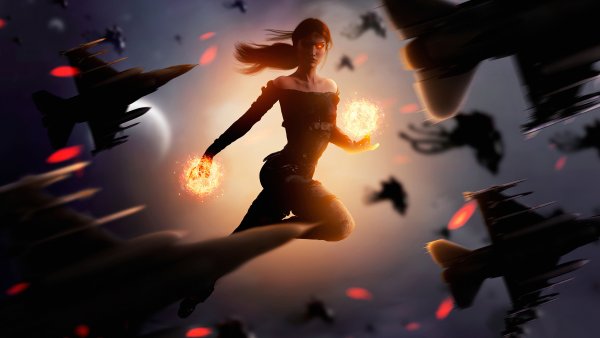 Девушка и звезда на небе