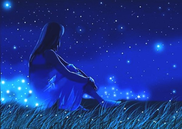 Звездное небо с луной