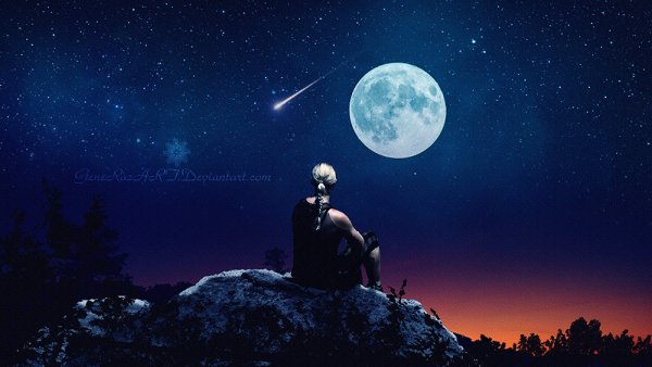 Парень и девушка под луной