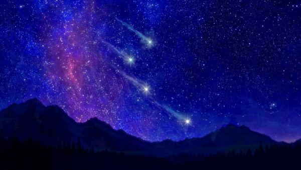 Ночное небо со звездами и планетами