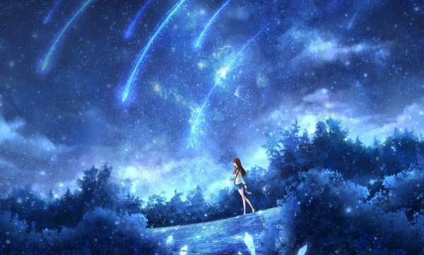 Аниме небо звезды