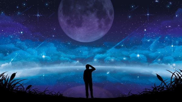 Луна на фоне звездного неба