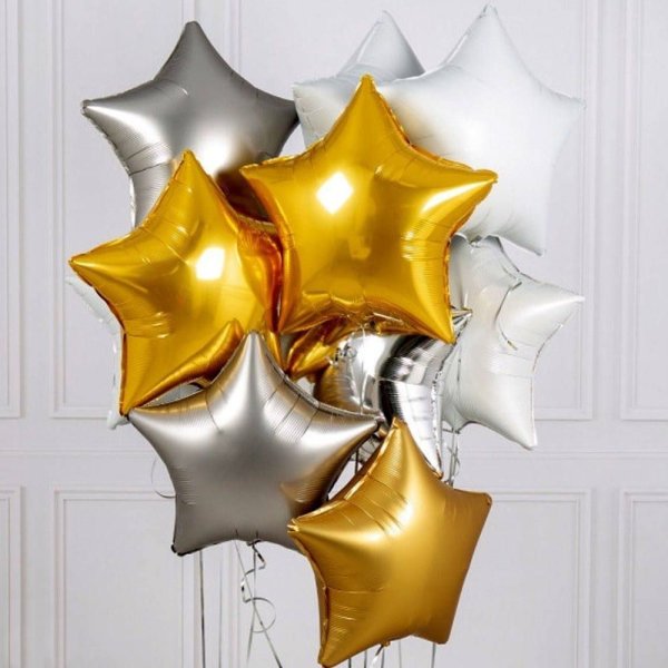 Набор шаров balloon9 звезлда серебро