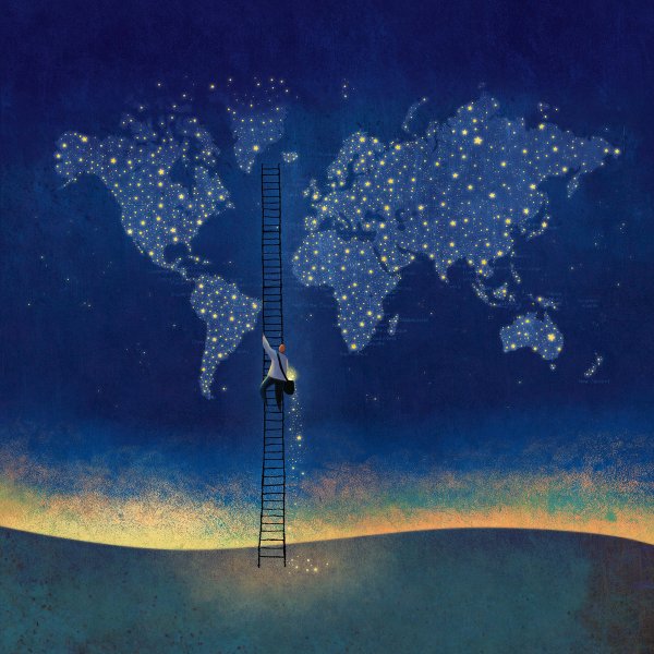 Парень и девушка под звездным небом