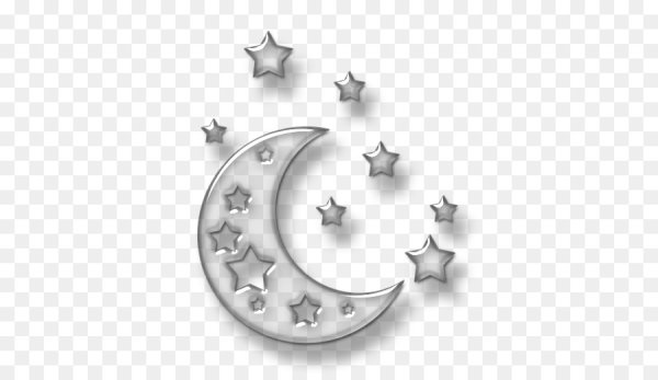 Месяц со звёздами на белом фоне