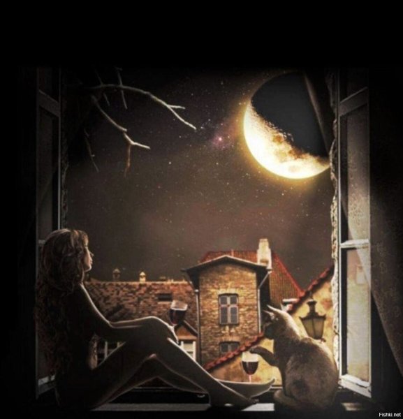 Девушка ночью в комнате