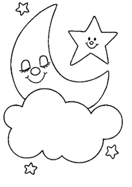 Раскраска месяц и звезды