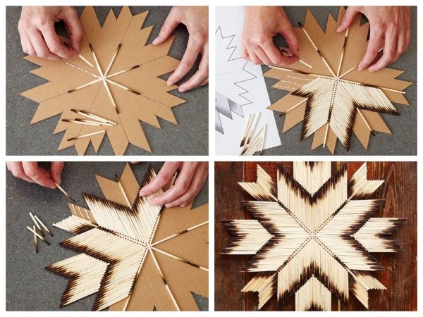 Поделка Снежинка из спичек