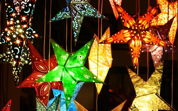 Обои на рабочий стол звездочки гирлянды