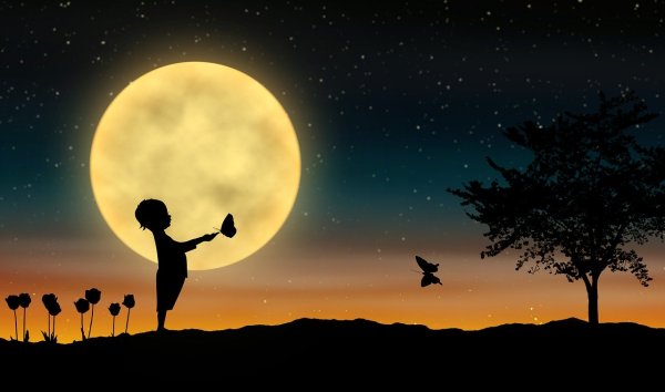 Звездное небо с луной