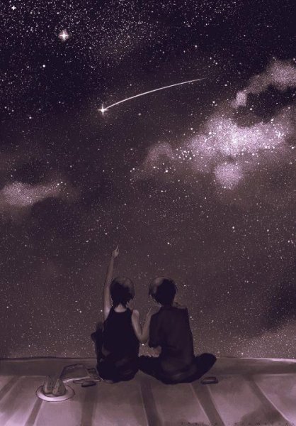 Парень и девушка под звездным небом