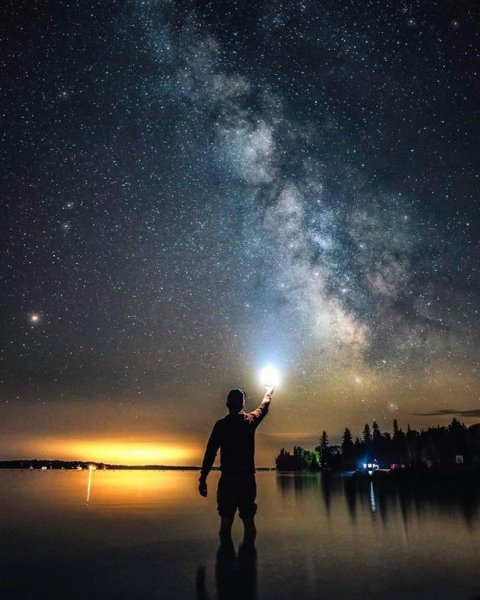 Девушка ночь Луна звезды