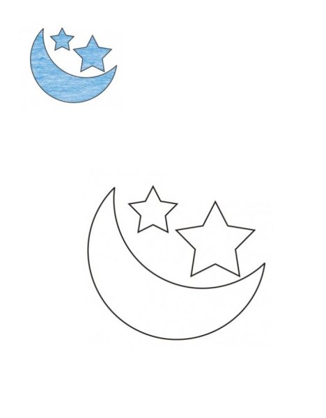 Раскраска месяц и звезды
