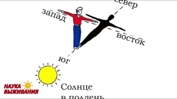 Как ориентироваться по солнцу в полдень