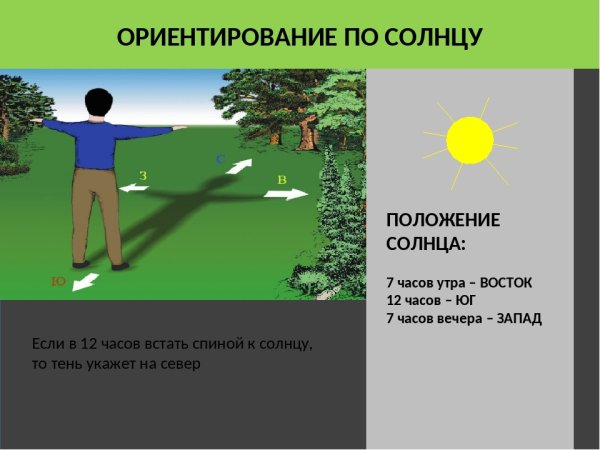 Ориентирование на местности по солнцу