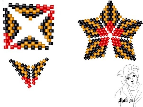 Звезда плетеная из бисера