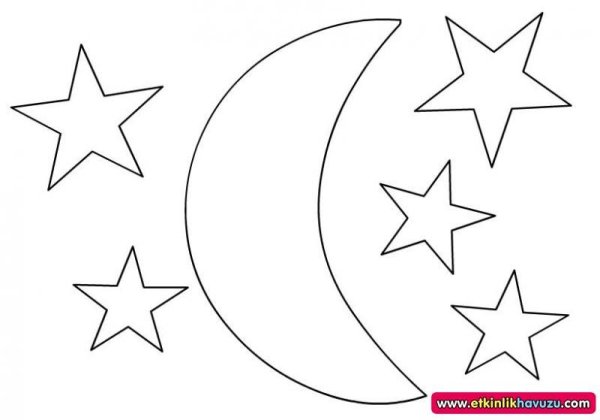 Полумесяц со звездой трафарет