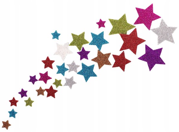 Разноцветные звездочки на прозрачном фоне