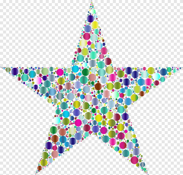 Звёзды цветные в ряд на прозрачном фоне