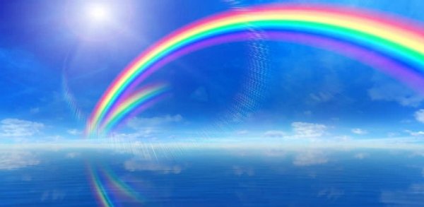 Радуга на голубом небе