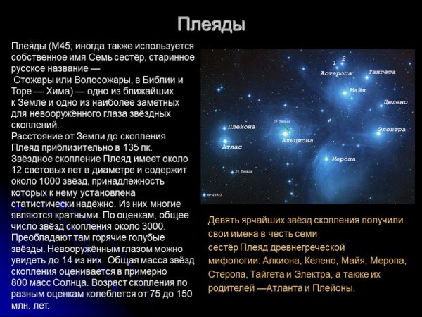 Семь сестер созвездия Плеяд