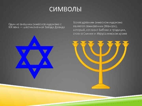 Символы иудаизма - минора и шестиконечная звезда Давида