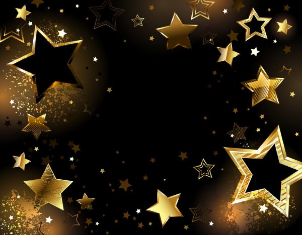 Черный фон с золотыми звездами