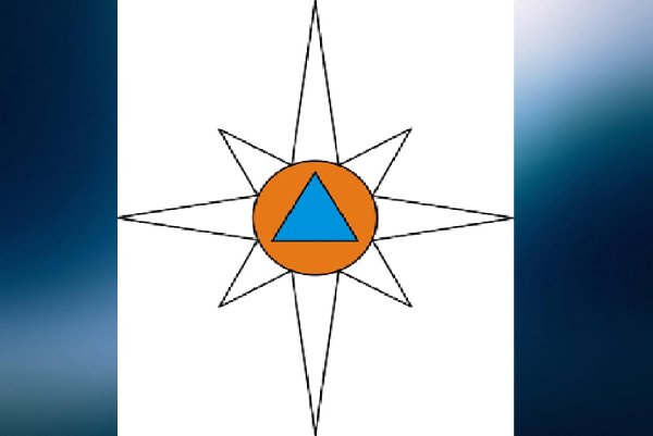Знак МЧС чёрно белый
