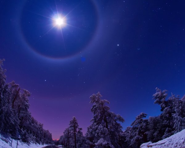 Зима Луна звезды