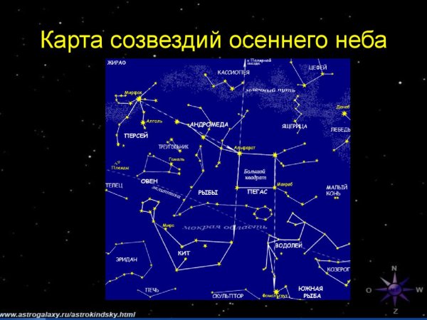 Созвездия осеннего неба Северного полушария