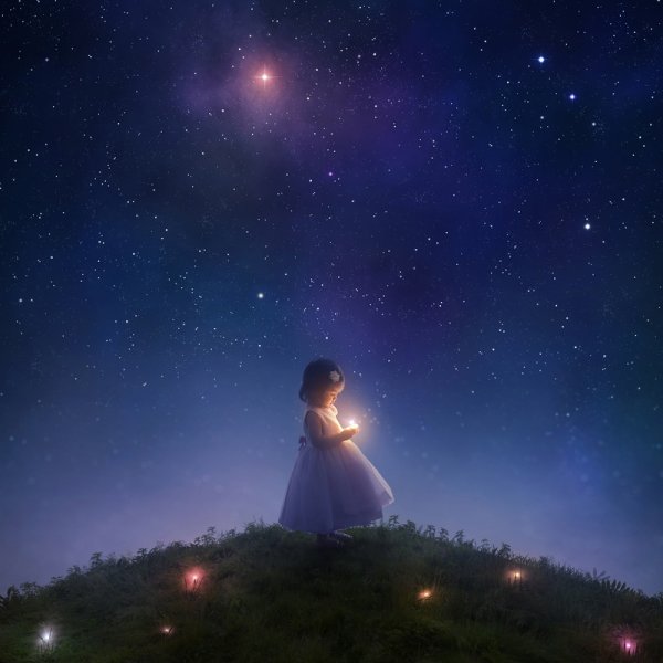 Девушка ловит звезду