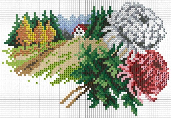 Вышивки крестом пейзажей и цветов