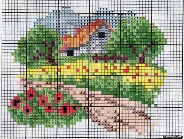 Вышивка крестом Березовая роща золотое Руно