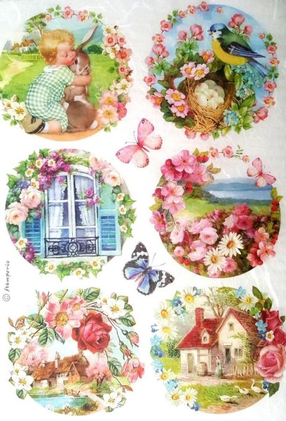 Рисовая бумага для декупажа с цветами