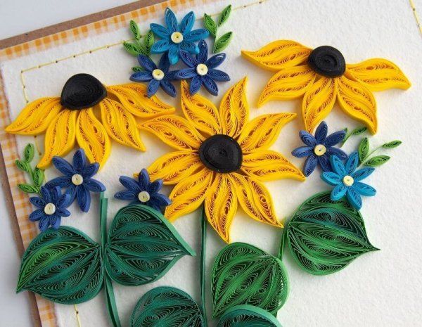 Подсолнухи из квиллинга