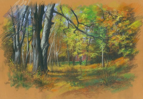 Осенний пейзаж пастелью