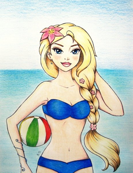 Рисунок для срисовки летняя девочка