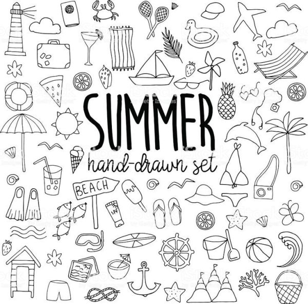 Летние мини рисунки для ежедневника