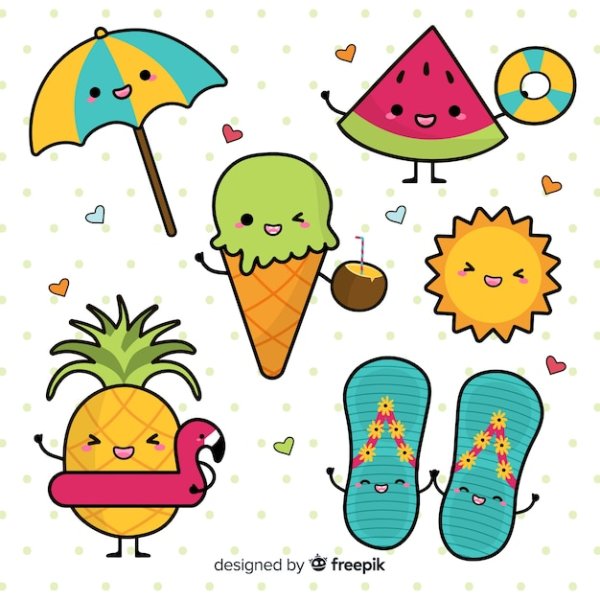 Кавайные легкие рисунки летние