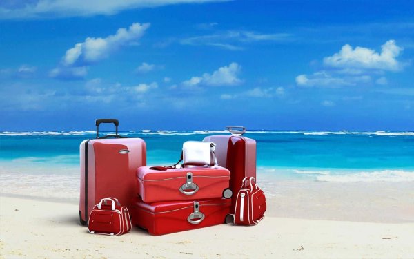 Чемодан на пляже