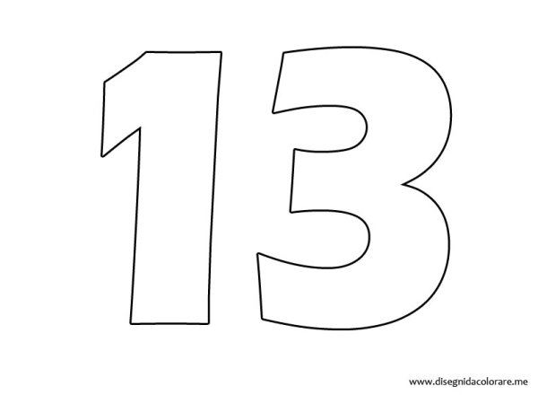 Цифра 13 трафарет