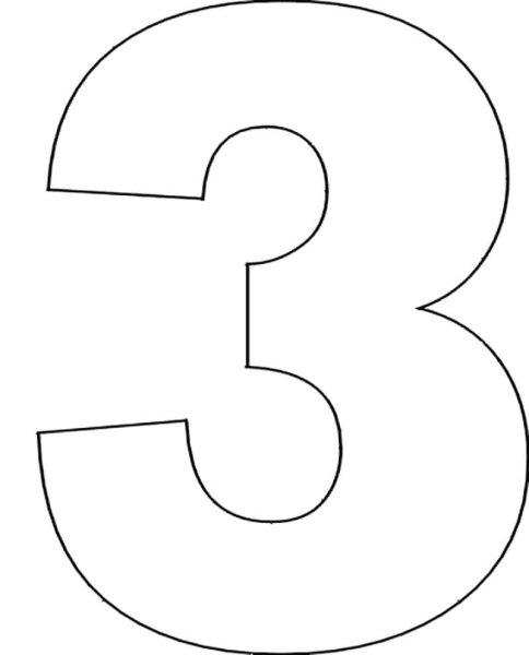 Цифра 3 для торта трафарет а4
