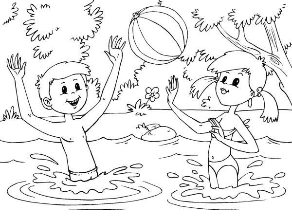 Лето раскраска для детей