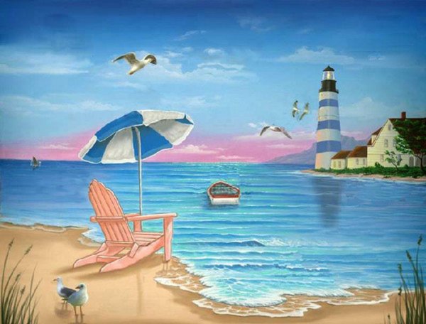 Морской пейзаж карандашом