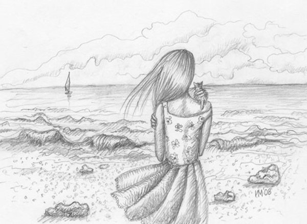 Рисунок на тему природа карандашом