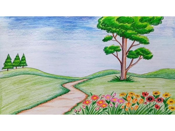 Пляж карандашом