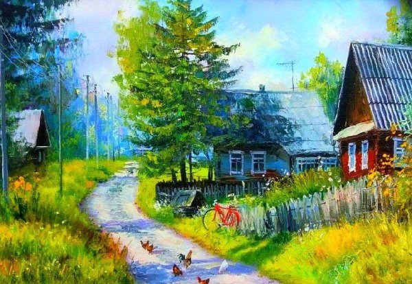 Художник Олег Пятин картины деревня